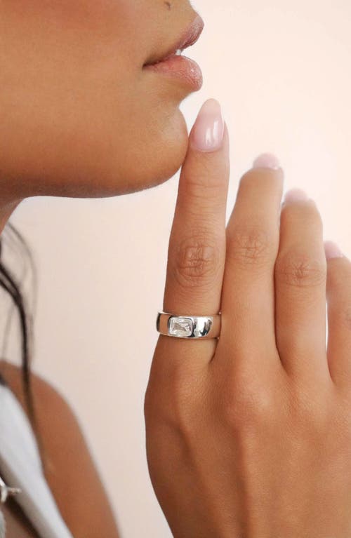 Ettika Treasure Emerald Cut Cubic Zirconia Band Ring In Silver