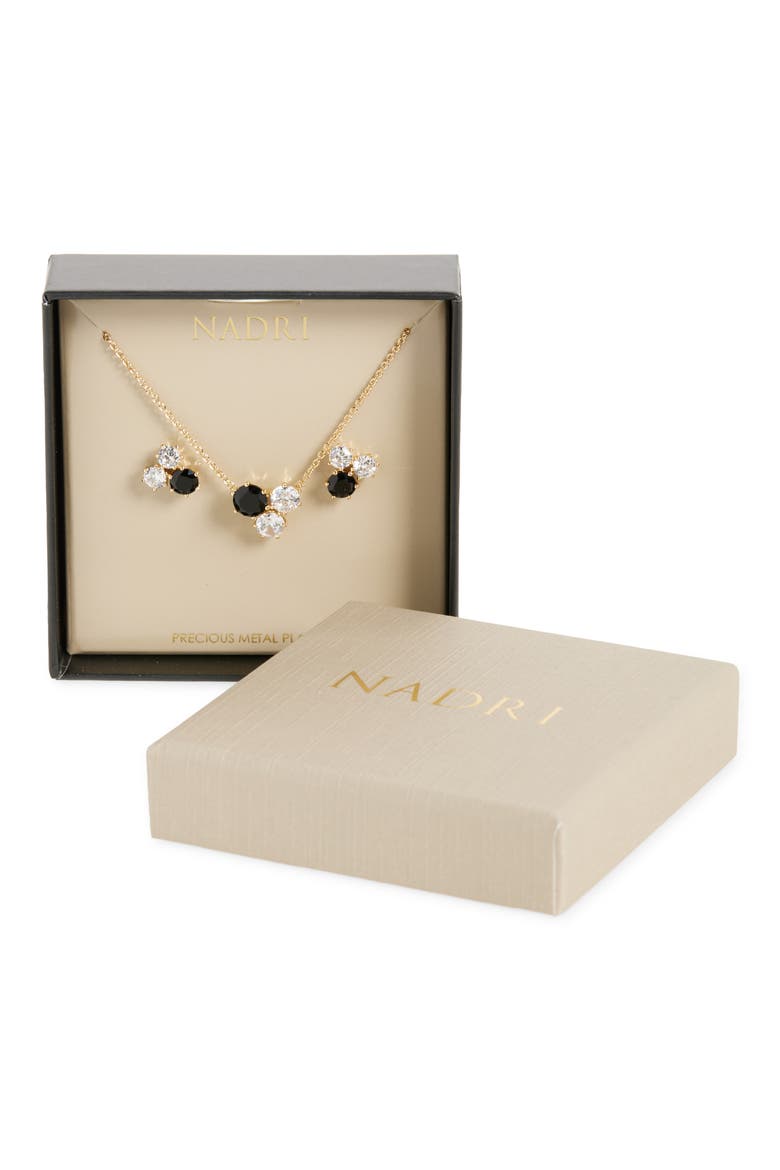 Natural Beauty Crystal Cluster Stud Earrings & Necklace Set, Main, color, GOLD/ BLACK