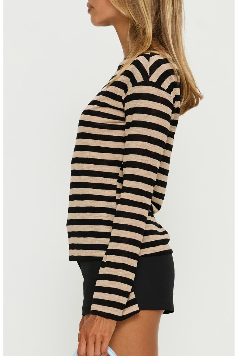 So Composed Boat Neck Knit Top, Alternate, color, LATTE STRIPE