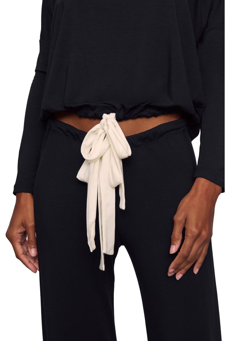 Gisele Jersey Knit Slouchy Pajamas, Alternate, color, BLACK/IVORY