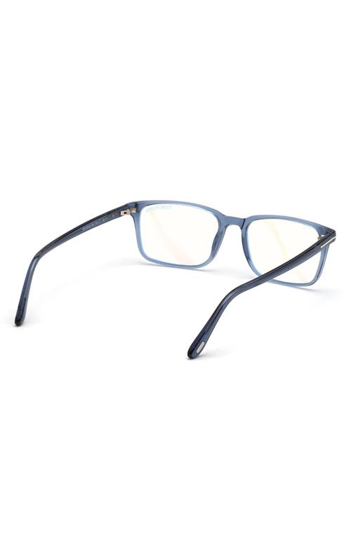 Tom Ford 55mm Rectangular Blue Light Blocking Glasses In Blue