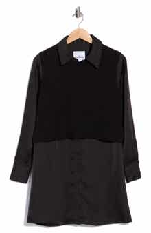 Layered Long Sleeve Shirtdress