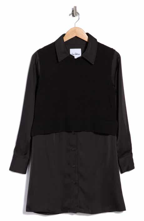 Layered Long Sleeve Shirtdress