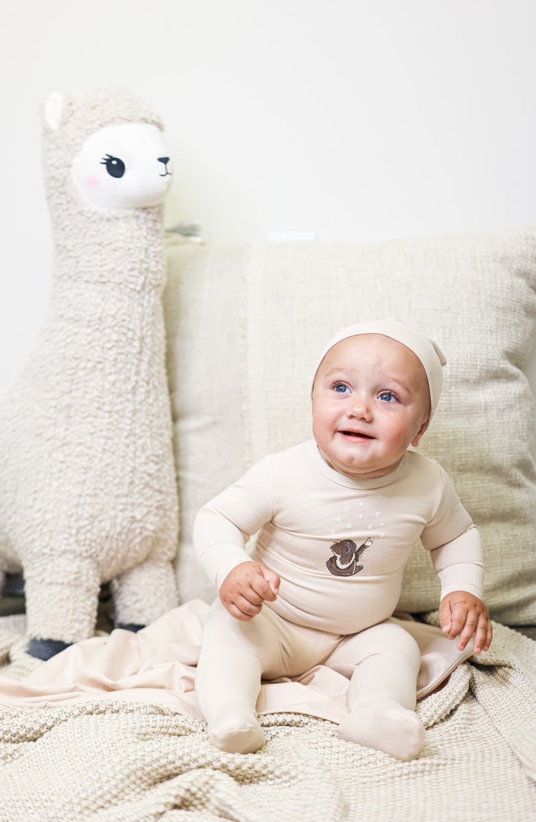 Manière Stargazer Cotton Blend Footie, Alternate, color, Beige