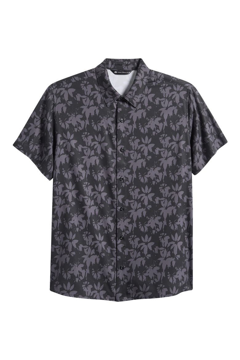 Techwoven Founder Floral Short Sleeve Performance Button-Up Shirt, Alternate, color, BLACK