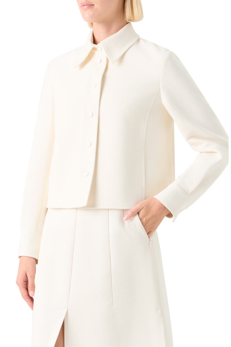 Talitha Crop Cotton & Silk Shirt Jacket, Alternate, color, ECRU