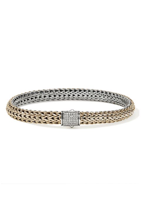 Icon Bracelet, Reversible, Gold, Silver, Diamonds, 6.5mm