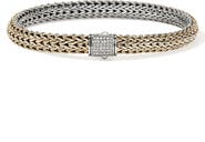 John Hardy Icon Bracelet, Reversible, Gold, Silver, Diamonds, 6.5mm