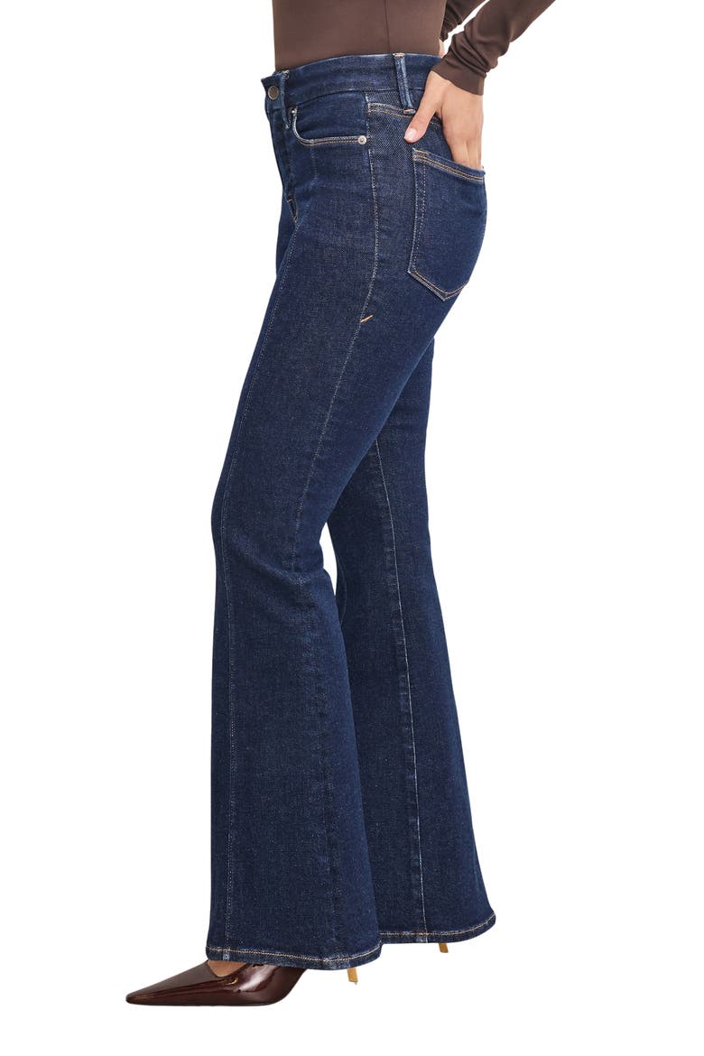 Good Petite Front Seam Flare Jeans, Alternate, color, INDIGO983