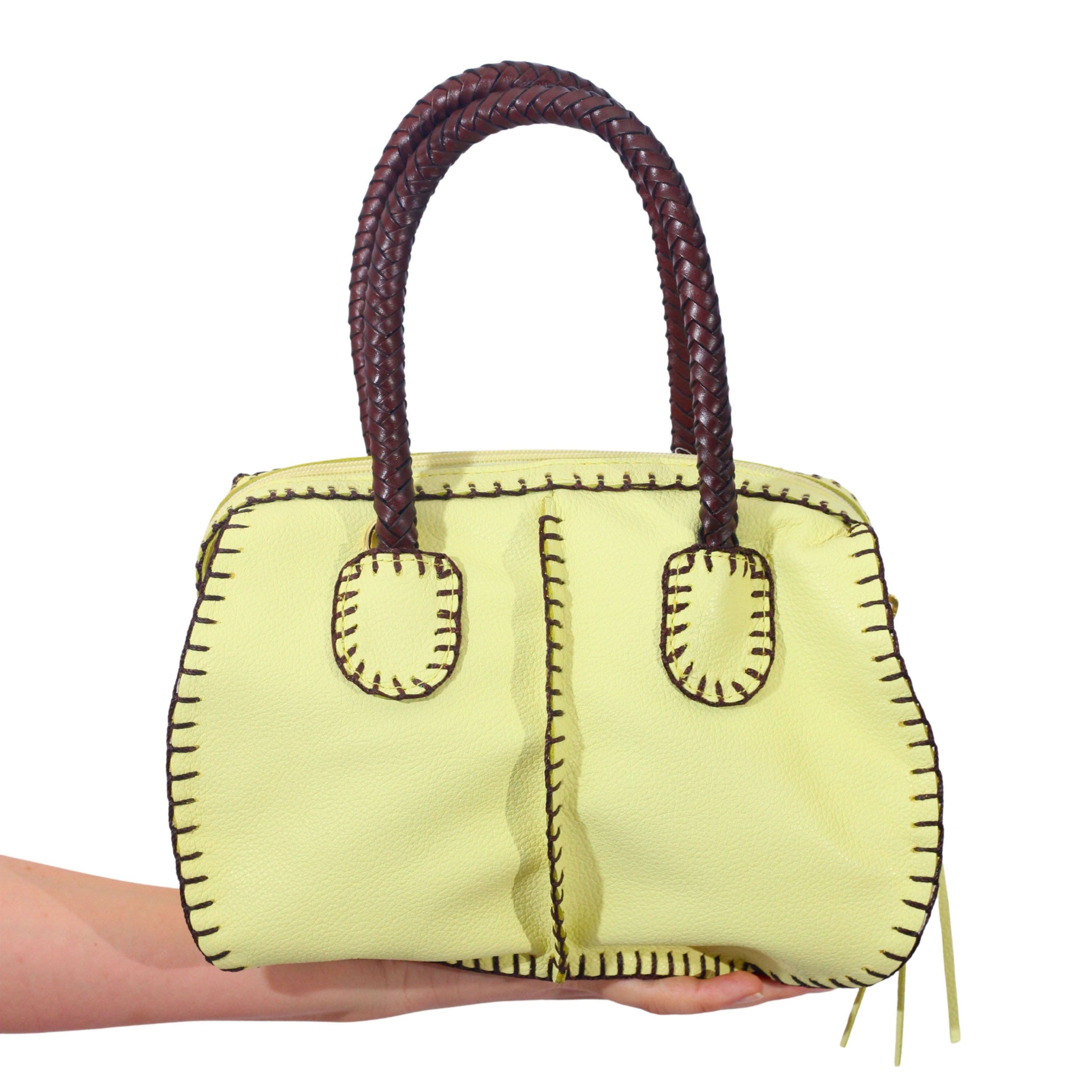Mini Barrel Leather Bag, Alternate, color, Lemon