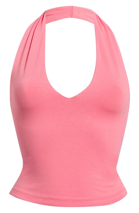 Super Stretch Crop Halter Tank