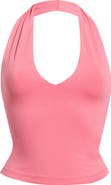 Good American Super Stretch Crop Halter Tank