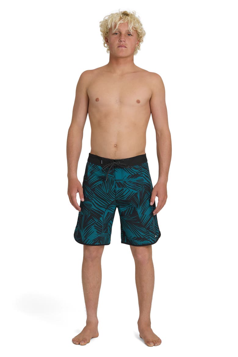 Aruba Palm 19" Board Shorts, Alternate, color, BLACK.