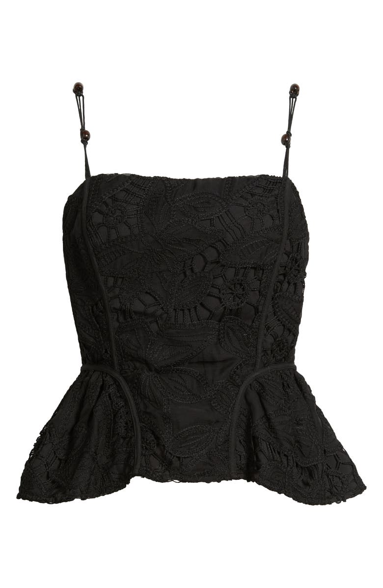 CIEBON Luna Embroidered Peplum Tank, Alternate, color, Black