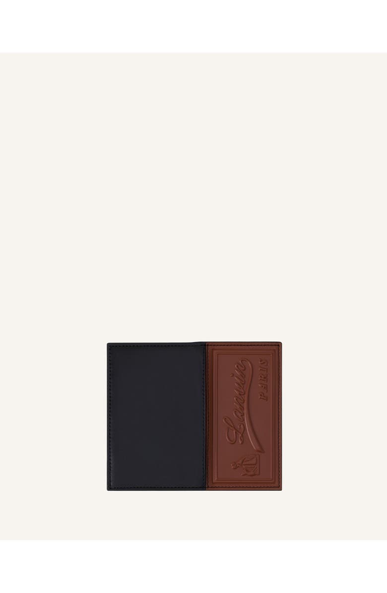 Lanvin Catch By Lanvin Two Fold Leather Card Holder, Alternate, color, Black/Cognac