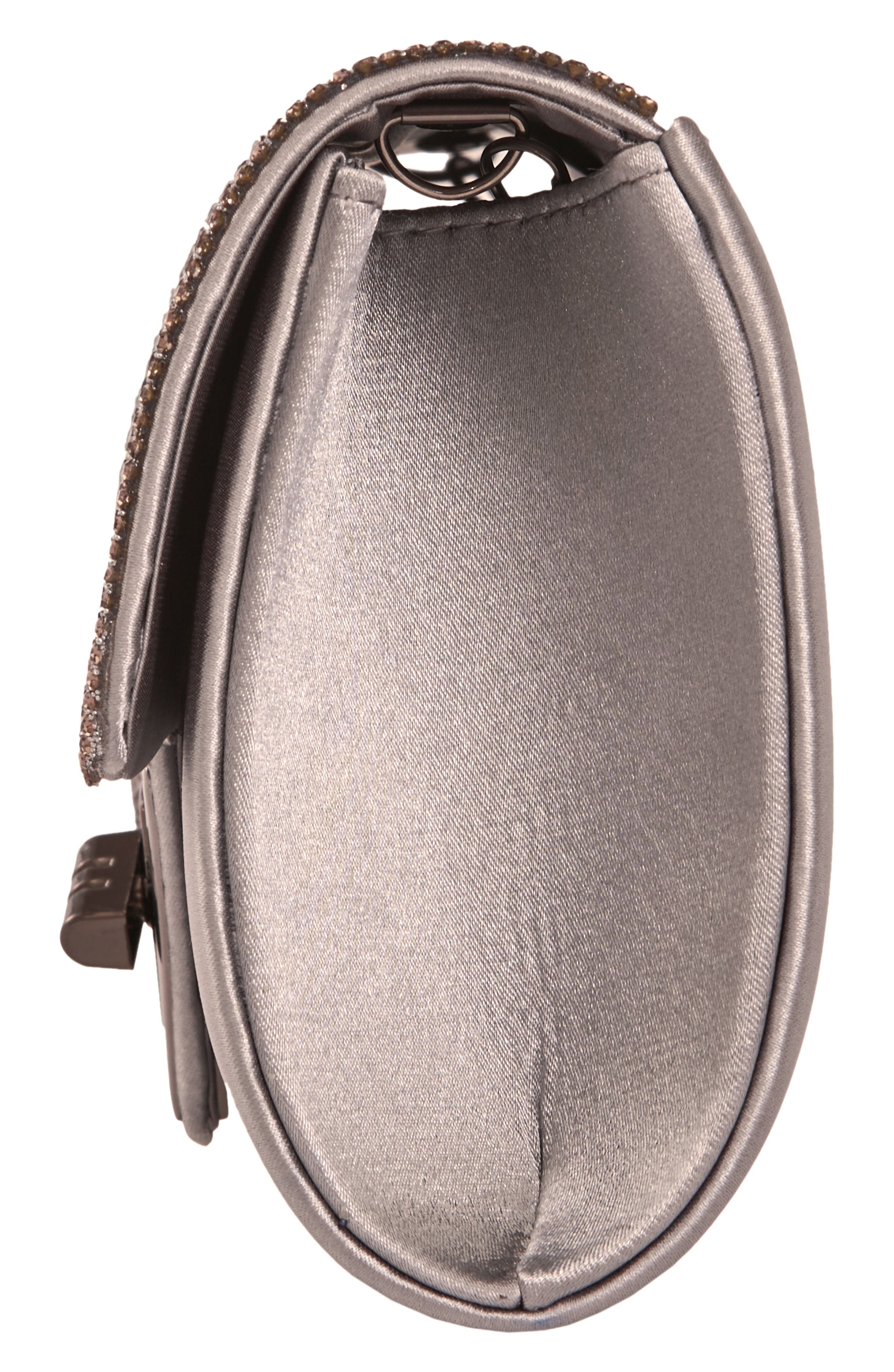 Chic Rhinestone & Satin Envelope Clutch, Alternate, color, PEWTER