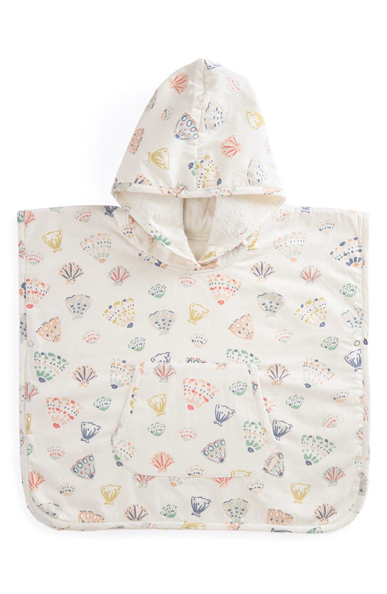 Pehr Seashell Saltwater Organic Cotton Hooded Towel Poncho, Main, color, 