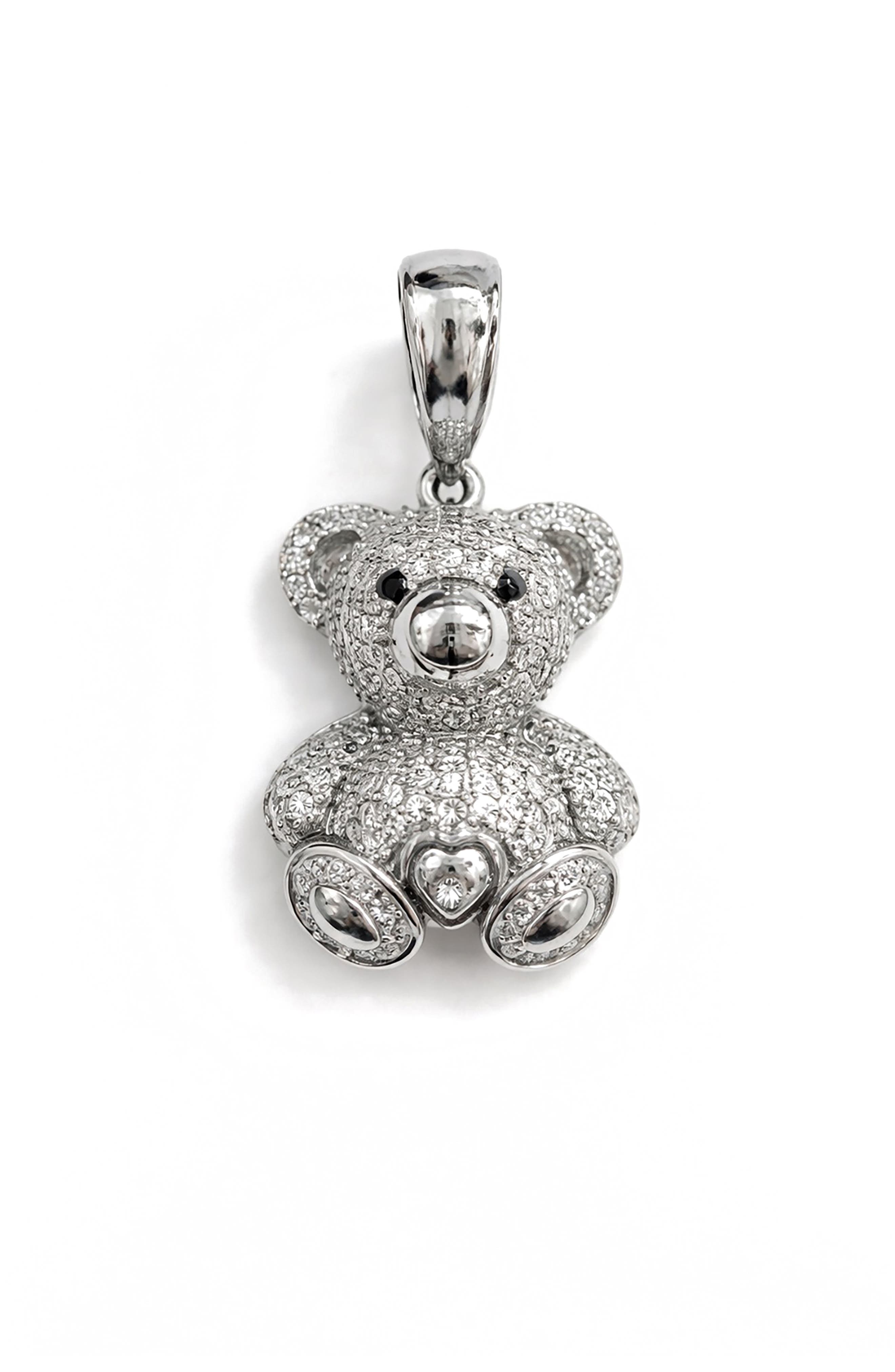 BEST SILVER Moissanite Bear Pendant