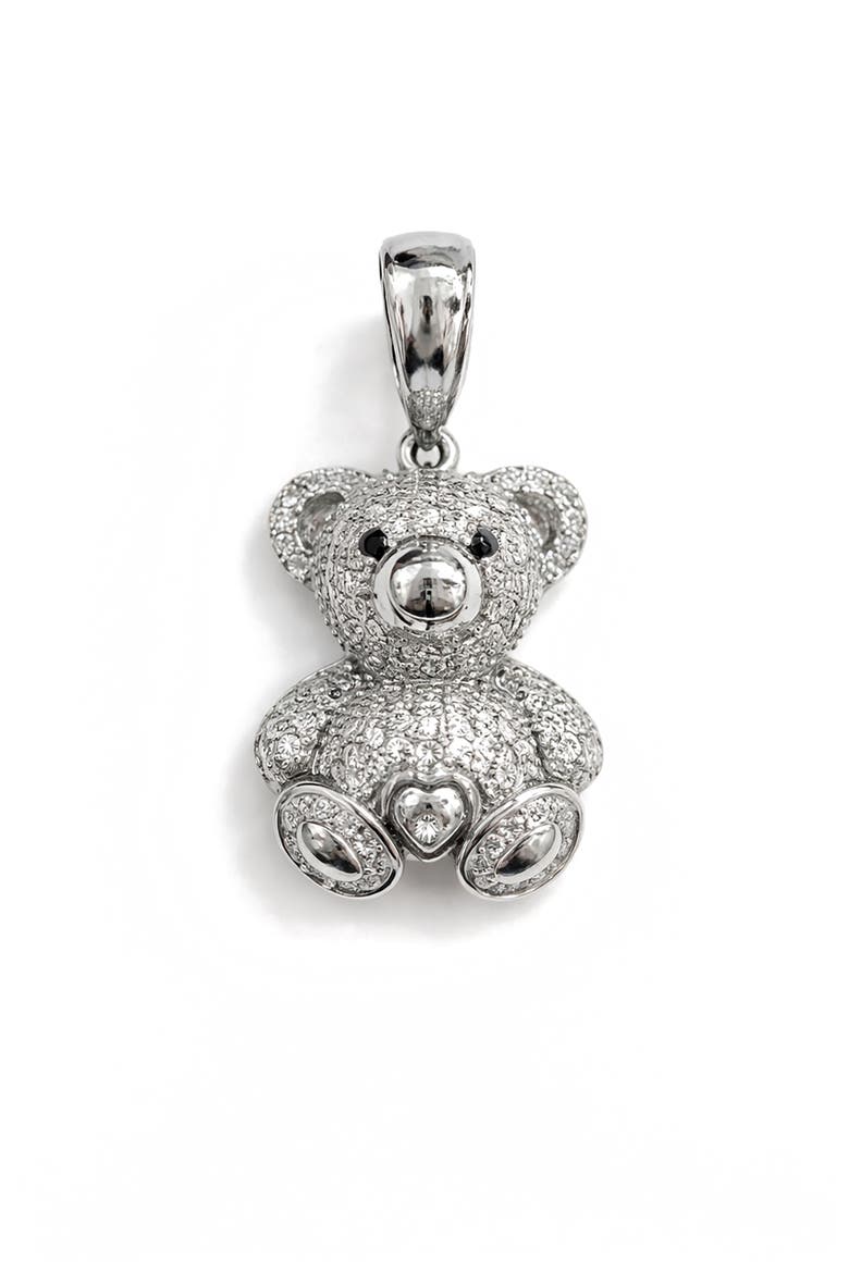 Moissanite Bear Pendant, Main, color, SILVER PLATED