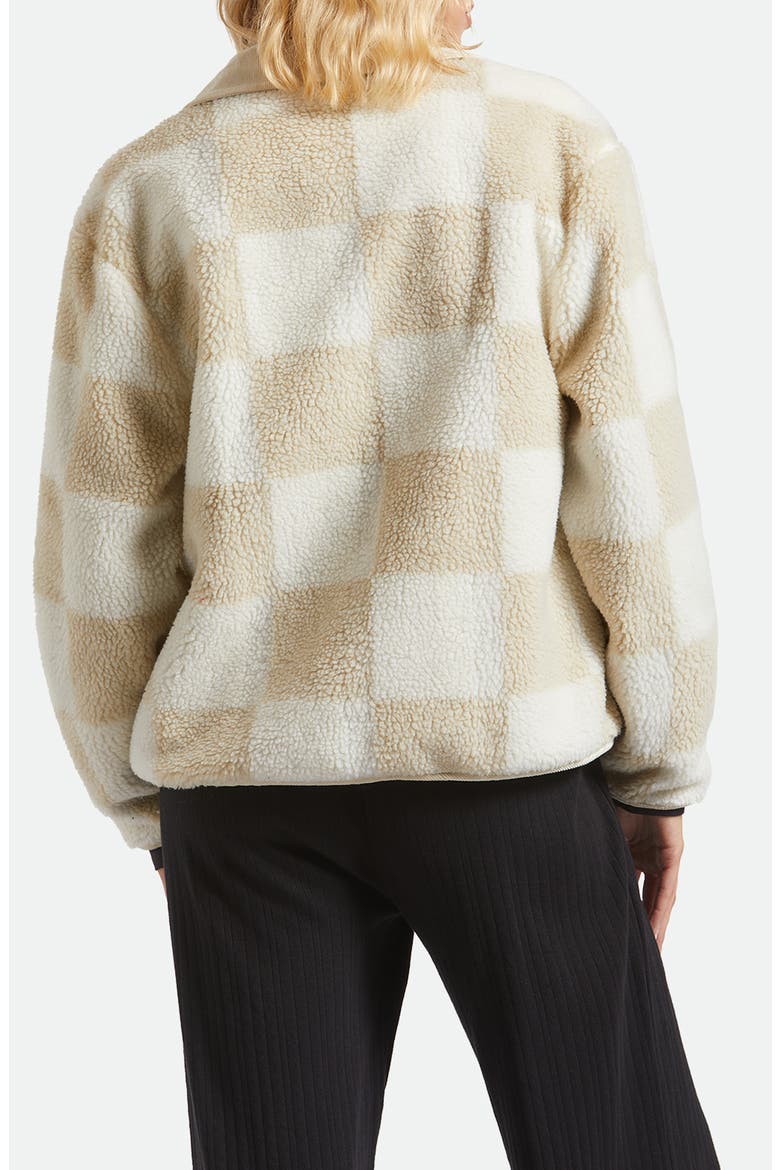 Delilah Plaid High Pile Fleece Jacket, Alternate, color, WHITE NATURAL FINISH LINE CHEC