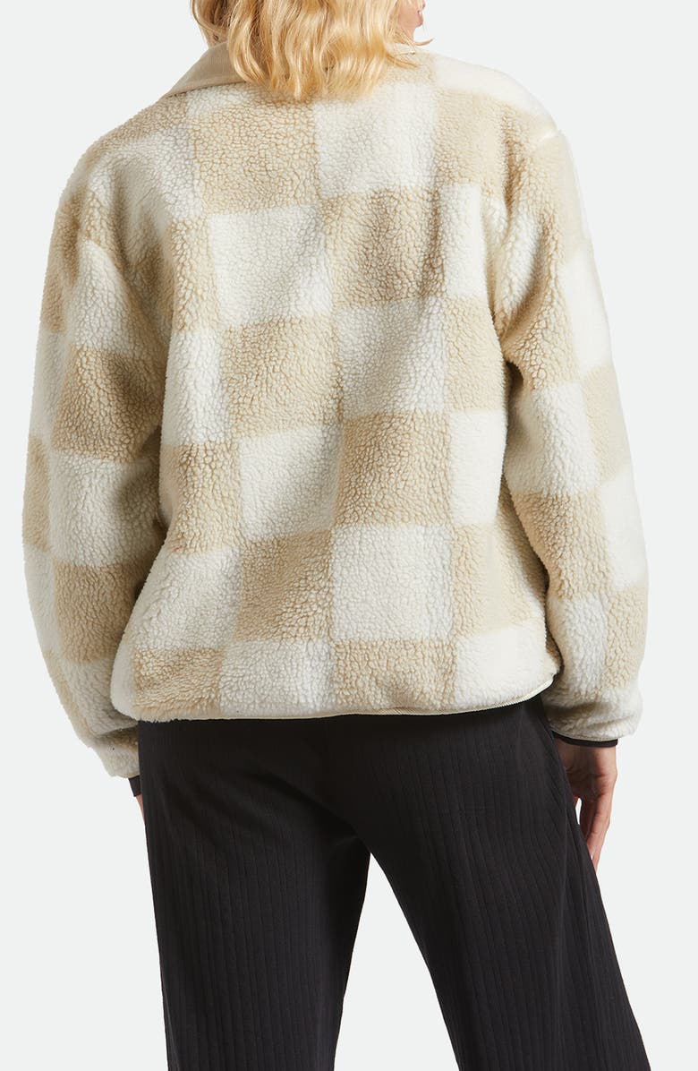 Brixton Delilah Plaid High Pile Fleece Jacket, Alternate, color, White Natural Finish Line Chec