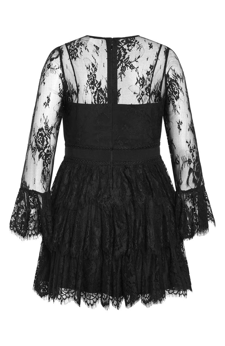 City Chic Logan Lace Overlay Long Sleeve Cocktail Dress, Alternate, color, 