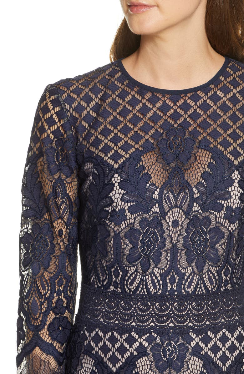 Tadashi Shoji Long Sleeve Lace Cocktail Dress, Alternate, color,