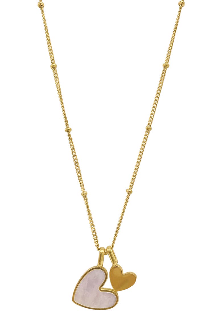Mother-of-Pearl Heart Charm Water Resistant Necklace, Main, color, WHITE/ GOLD