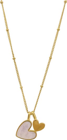 Mother-of-Pearl Heart Charm Water Resistant Necklace