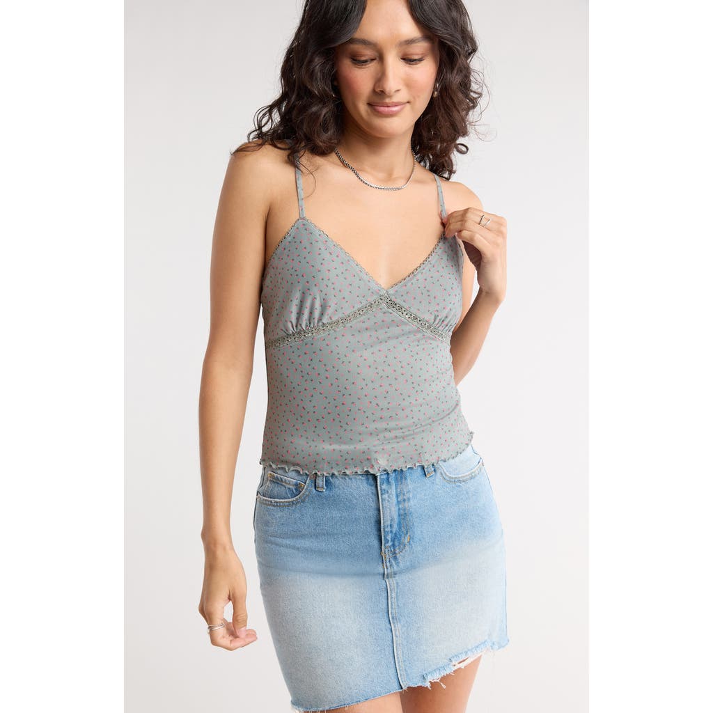 Abound Sweet Mesh Lace Trim Camisole In Gray