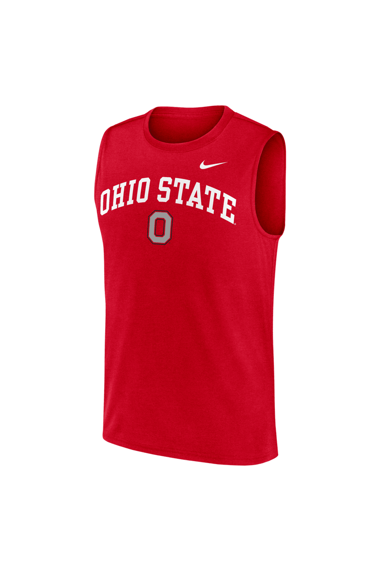Men's Nike Scarlet Ohio State Buckeyes Primetime Legend Arch Dri-FIT Muscle Tank Top, Alternate, color, Scarlet