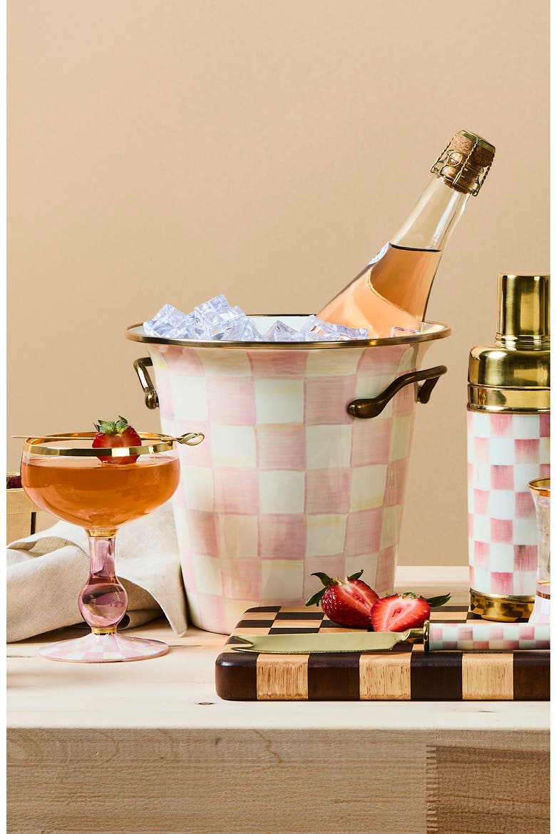 Rosy Check Enameled Steel Wine Cooler, Alternate, color, ROSY