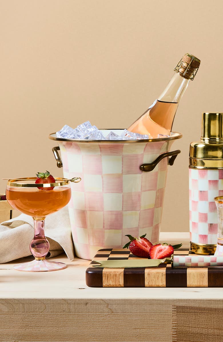 MACKENZIE CHILDS Rosy Check Enameled Steel Wine Cooler, Alternate, color, Rosy