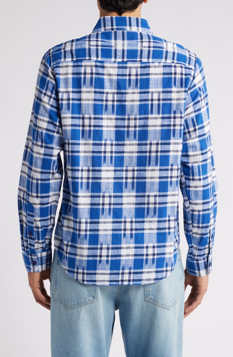 Schott NYC Ikat Plaid Button-Up Shirt, Alternate, color, Blue