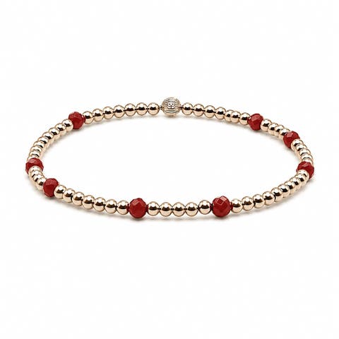 Ruby Gold Filled Beaded Bracelet
