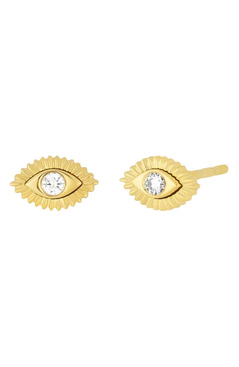 Evil Eye Diamond Stud Earrings