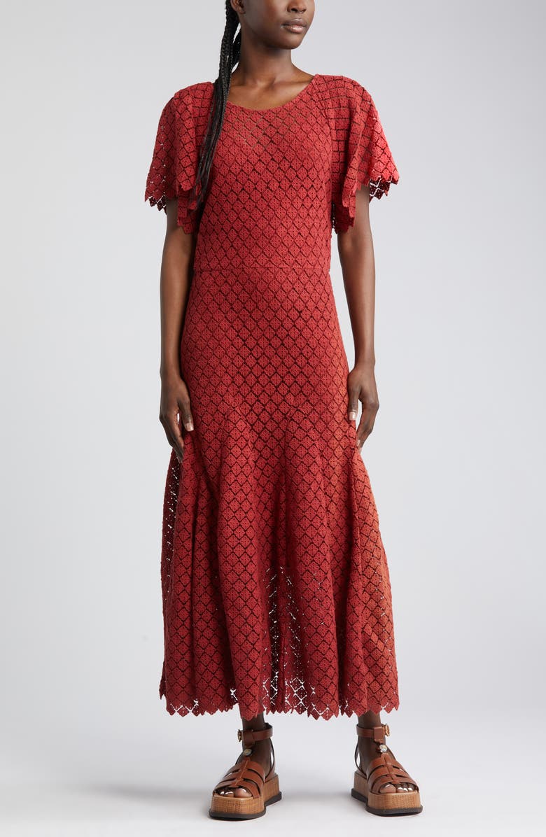 THE GREAT. The Harmony Cotton Lace Dress, Alternate, color, 