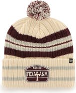 '47 Men's '47 Natural Texas A&M Aggies Hone Patch Cuffed Knit Hat with Pom