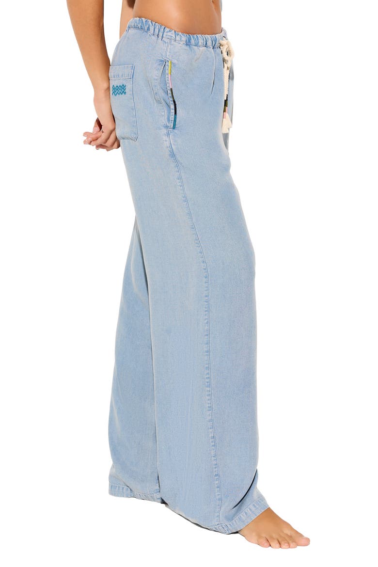 Toluca Tie Waist Wide Leg Chambray Pants, Alternate, color, SUNBLEACHED CHAMBRAY