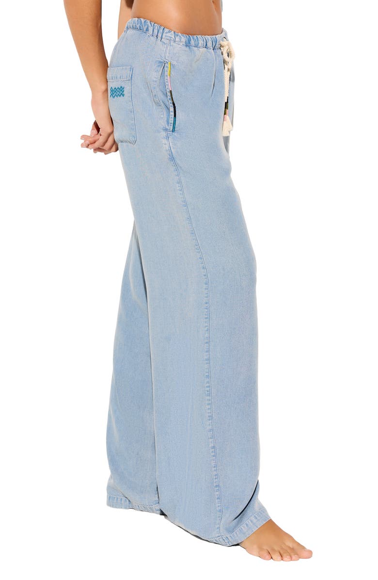 Spiritual Gangster Toluca Tie Waist Wide Leg Chambray Pants, Alternate, color, Sunbleached Chambray