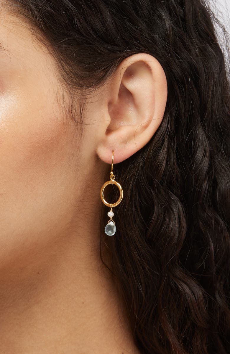 Kiara by Ki-Ele Chelsea Freshwater Pearl & Aquamarine Drop Earrings, Alternate, color,