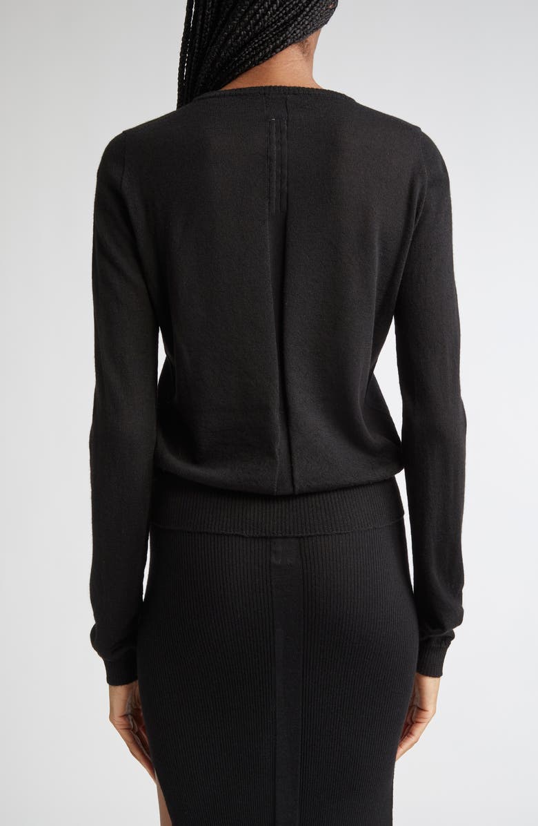 Rick Owens Biker Level Virgin Wool Crewneck Sweater, Alternate, color, Black