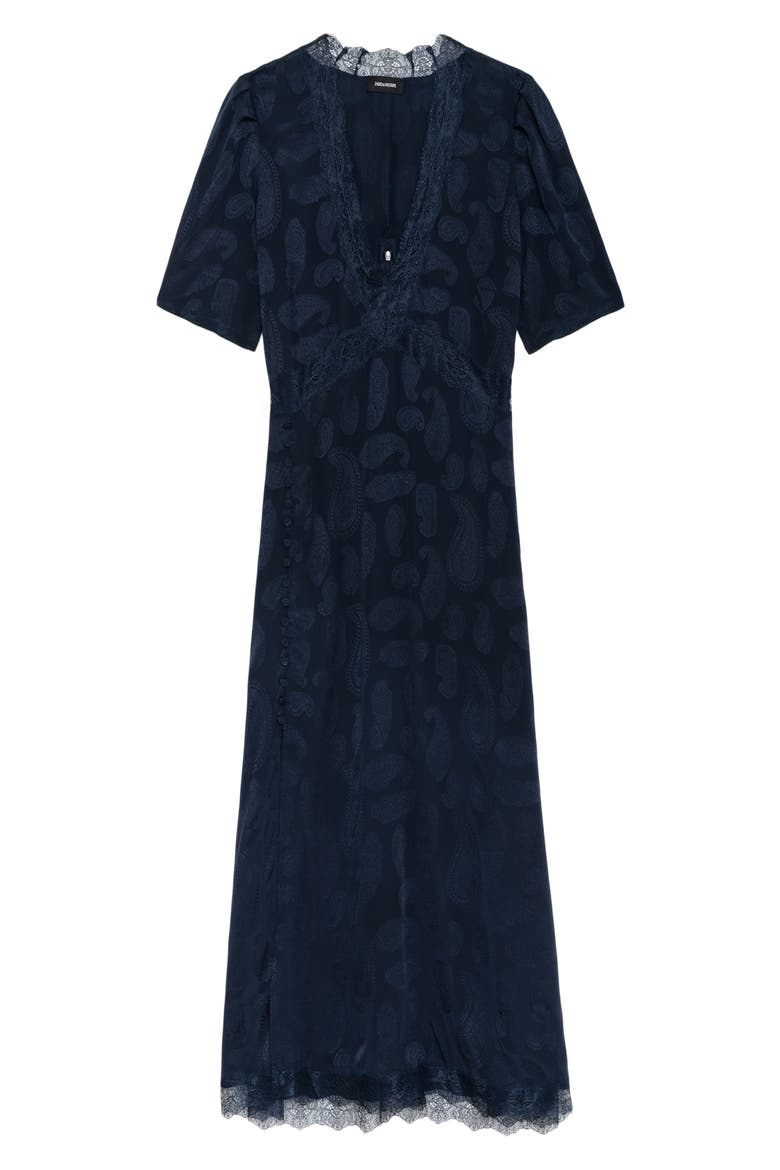 Redox Paisley Jacquard Silk Midi Dress, Alternate, color, ENCORE