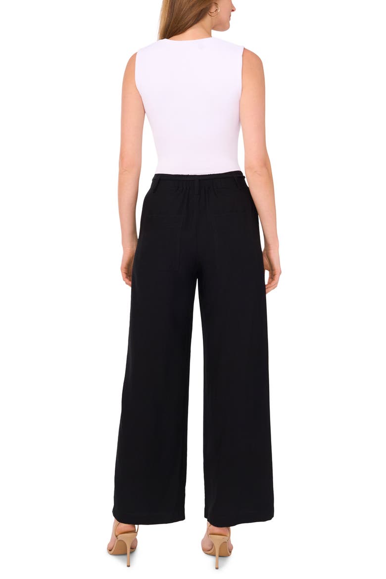 Beaded Tie Belt Wide Leg Pants, Alternate, color, RICH BLACK