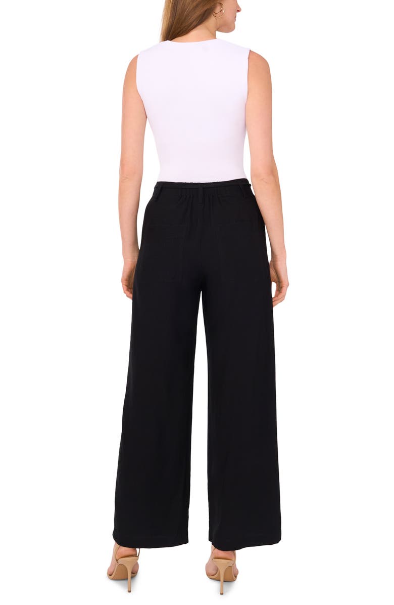 Vince Camuto Beaded Tie Belt Wide Leg Pants, Alternate, color, Rich Black