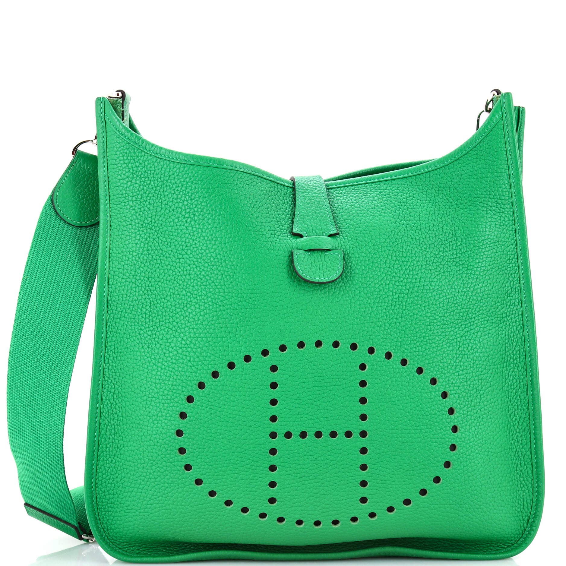 Pre-Owned Hermes Evelyne Bag Gen III Clemence GM, Main, color, Green