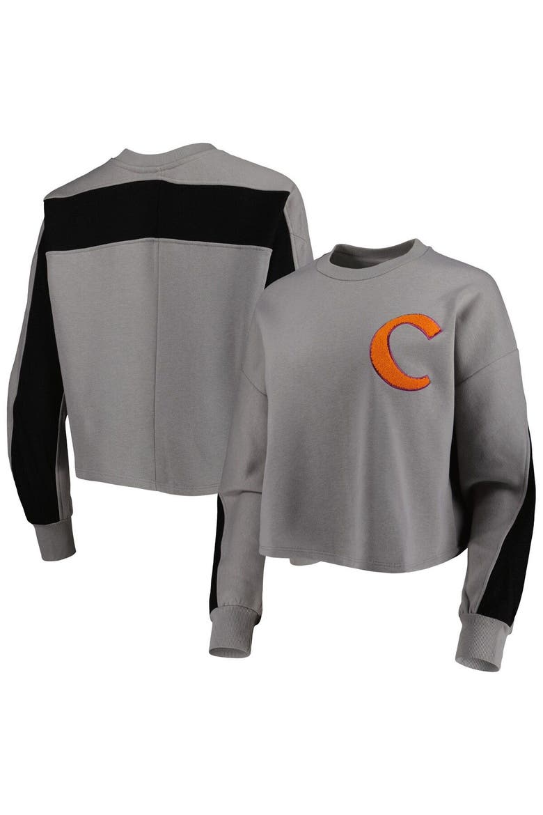 Women's Gameday Couture Gray Clemson Tigers Back To Reality Colorblock Pullover Sweatshirt, Main, color, Gray