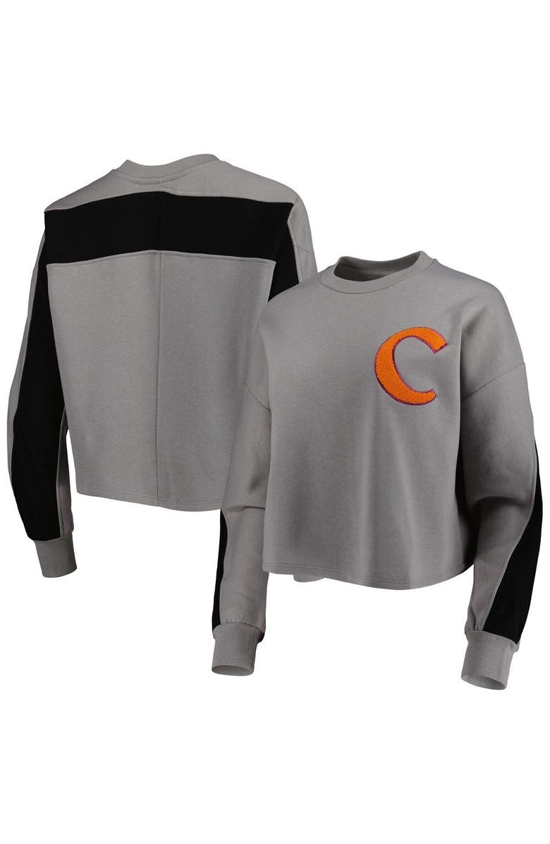 GAMEDAY COUTURE Women's Gameday Couture Gray Clemson Tigers Back To Reality Colorblock Pullover Sweatshirt, Main, color, Gray