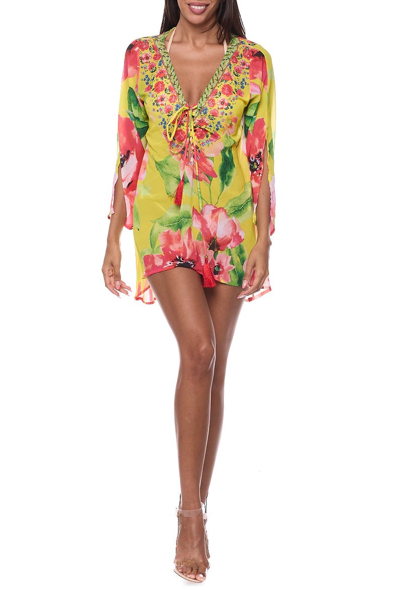 Floral Cover-Up Tunic, Main, color, YELLOW