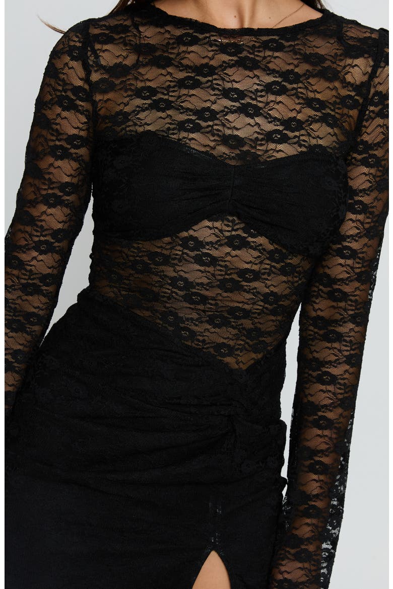Best You Had Lace Long Sleeve Minidress, Alternate, color, BLACK